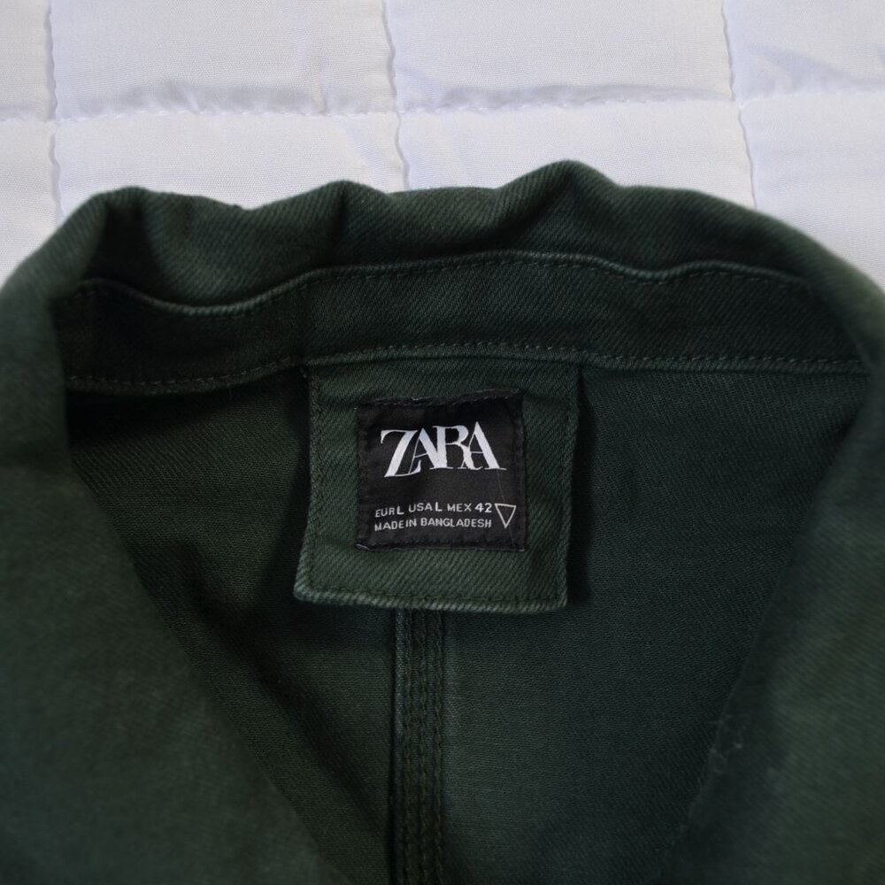 Zara green denim jacket *GUC - Picture 8 of 10